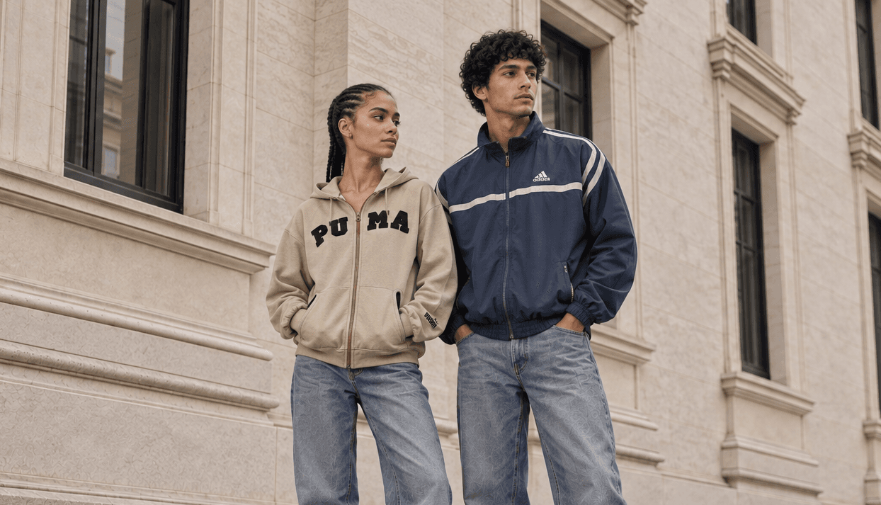 Models in Vintage Streetwear Puma Adidas